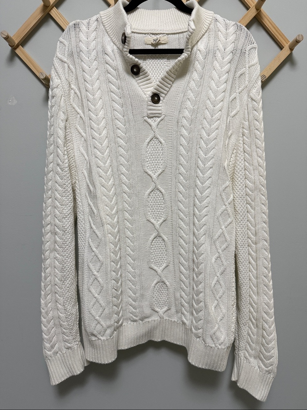 TILLEY 100% COTTON CABLE KNIT SWEATER | SIZE LARGE | OVERSIZED RELAXED FIT cozy